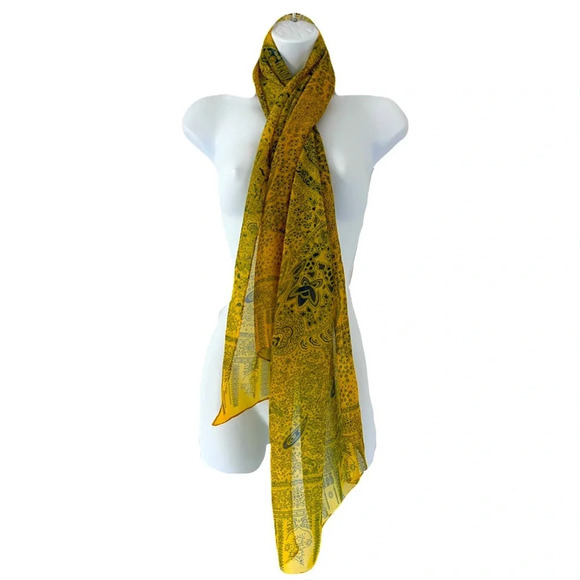 🤩HOST PICK🤩 Liang Dian/ Silk blend/ Mustard yellow scarf/ Length 60”/ Width 19” - Picture 2 of 8